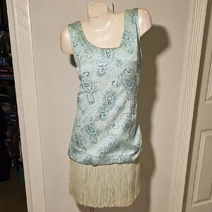 Vintage Light Blue Top w/Fringe